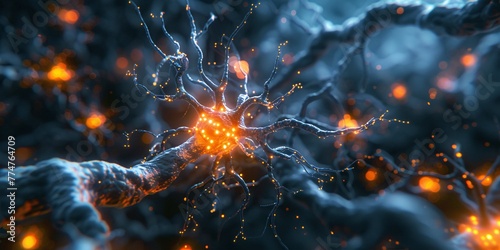 Illuminated Neuron Network A Glowing Brain Tangle Generative AI