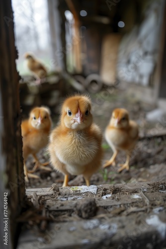 Bold Chick Standing Out in Barn © Tadeusz