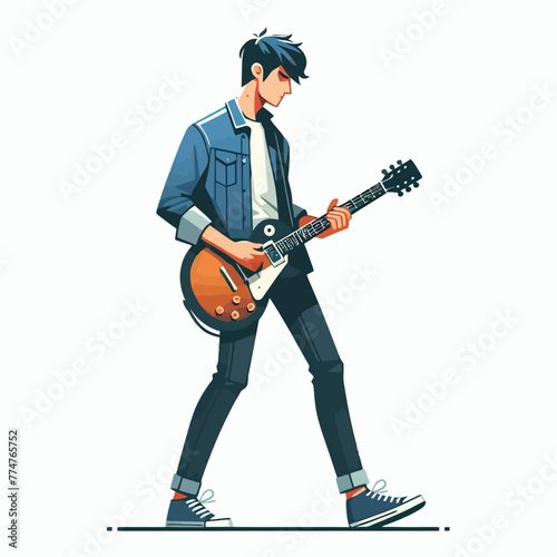 Vector Illustration of Standing Guitarist