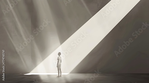 Person Standing in a Beam of Light A Powerful Minimalist Photograph Capturing the Essence of Truth and Clarity