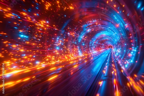 Luminous Tunnel Filled With Colorful Lights