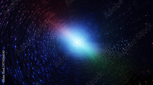 Particle flow tunnel space vortex, Internet science and technology creative background