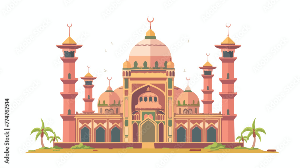 Rendering of a fairytale oriental palace Flat vector