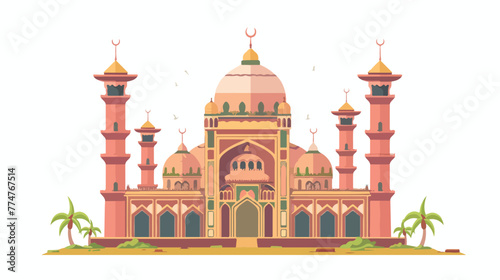 Rendering of a fairytale oriental palace Flat vector