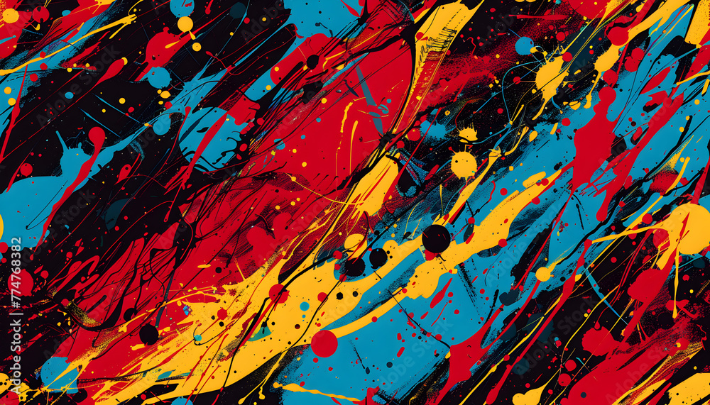 Dynamic Abstract Artwork with Energetic Splashes of Paint