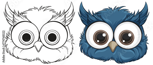 Vector art of a blue cartoon owl