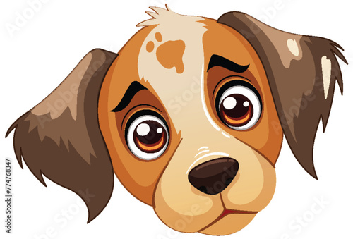 Vector illustration of a cute, sad-looking puppy