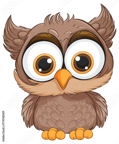 Adorable wide-eyed owl with fluffy feathers