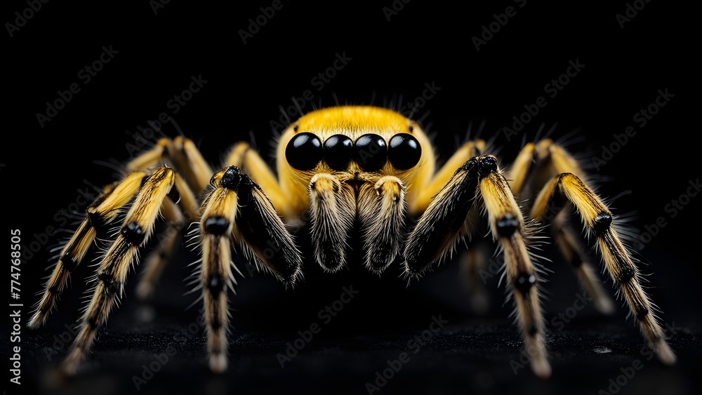 Fototapeta premium Tarantula spider on a black background