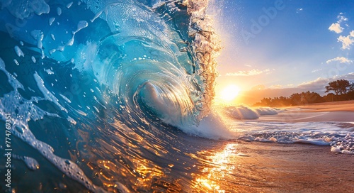 Sunset Surfing A Wave of Love and Light Generative AI