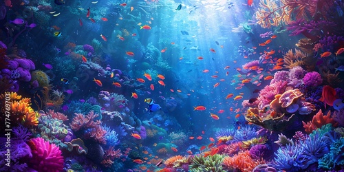 Underwater Paradise A Vibrant Display of Colorful Coral and Vivid Fish Generative AI