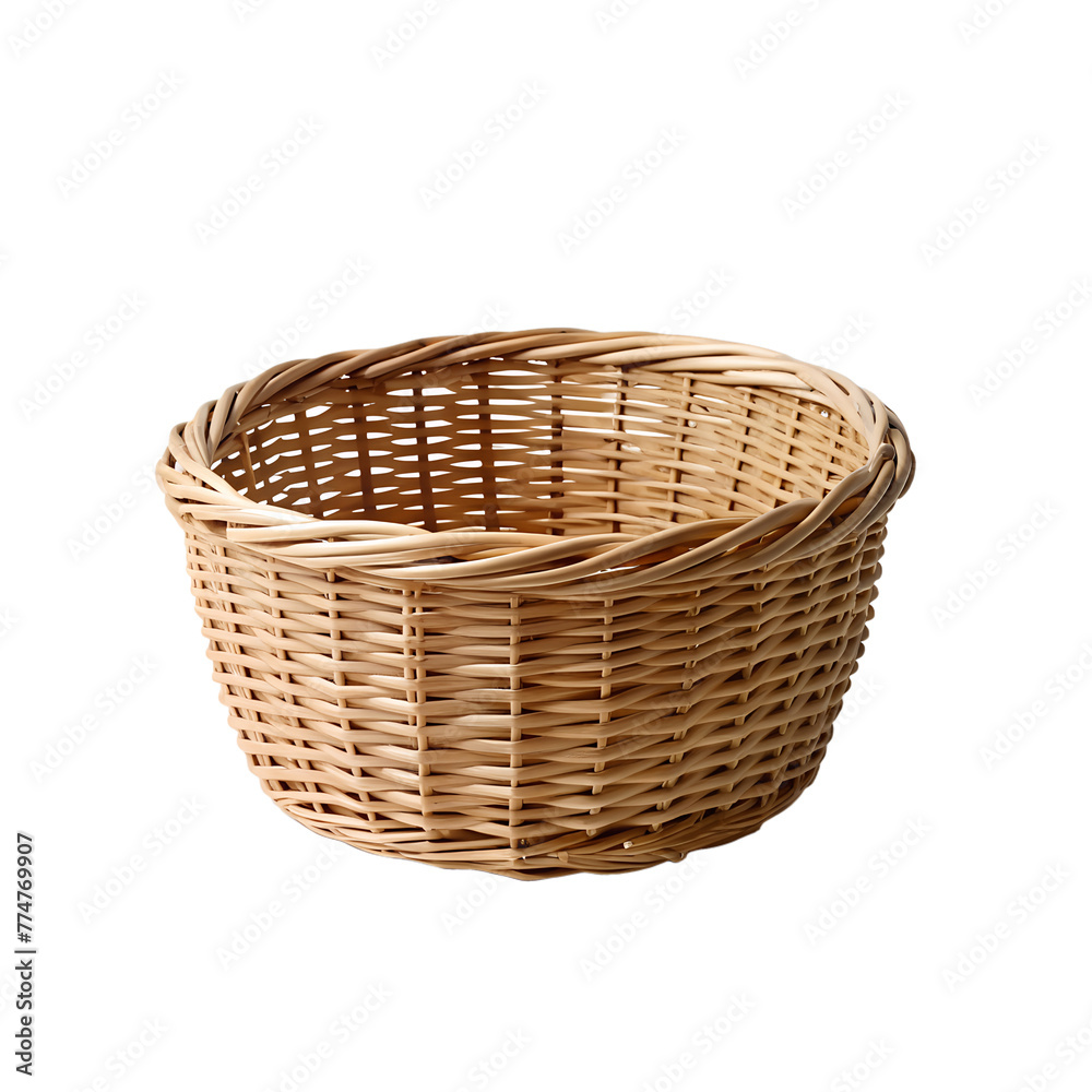 empty basket mock-up on transparent background
