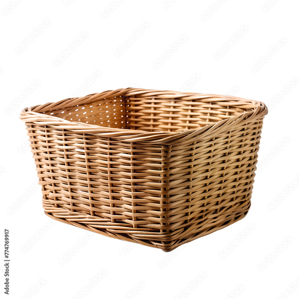 empty basket mock-up on transparent background