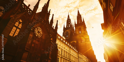 Catedral Gótica ao Pôr do Sol photo
