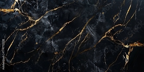 Golden Glimmer Black Marble with Gold Flakes Generative AI