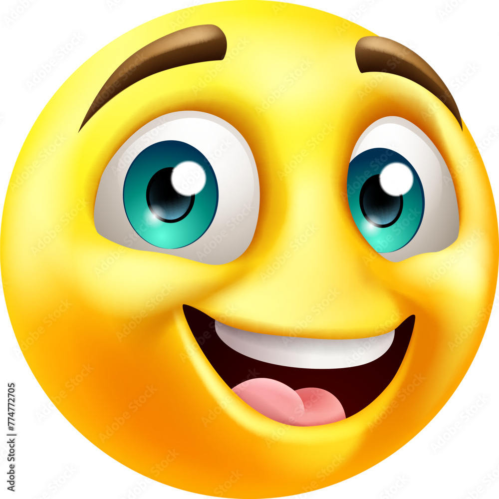 A Happy smiling emoji emoticon face cartoon icon illustration