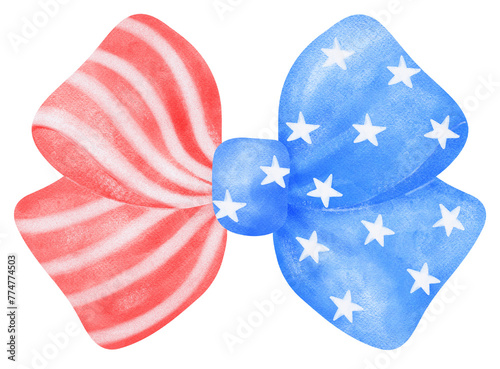 Coquette Ribbon Bow 4th of July watercolor