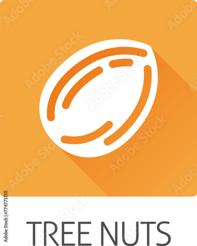 A tree nut such as an almond food stylised icon concept. Possibly an icon for the allergen or allergy.