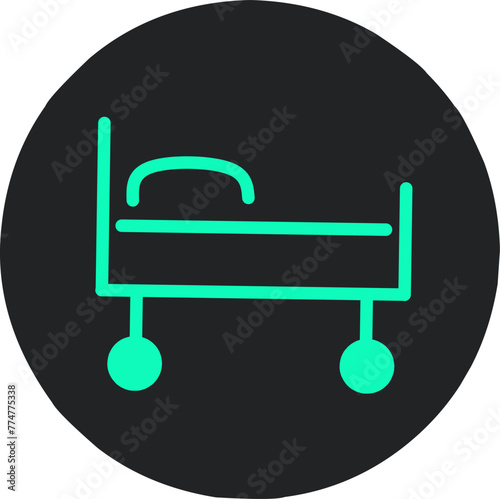 Hospital bed and cross icon.  Medicine icon