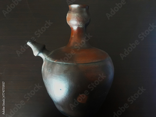 Traditional water jar from clay usually called kendi in indonesia