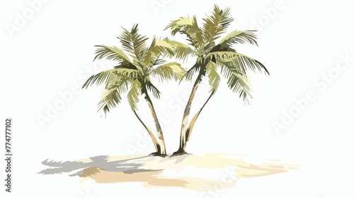 Two palm trees on the sand - vector. Flat vector 
