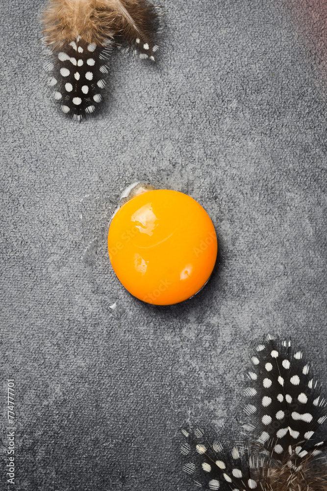 Φωτογραφία Raw chicken egg yolk