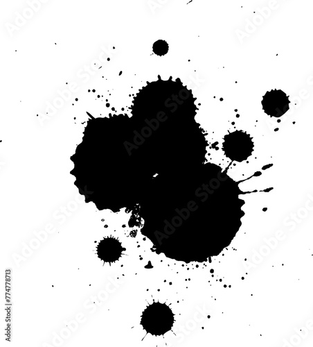 black ink dropped splatter splash dirty grunge graphic on white background