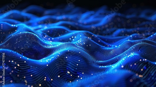 AI algorithm waves, a binary serenade in blue
