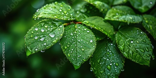 drops of clean water on lush green leaves, symbolizing life and renewal, concept World Green Week, banner © Dmitriy