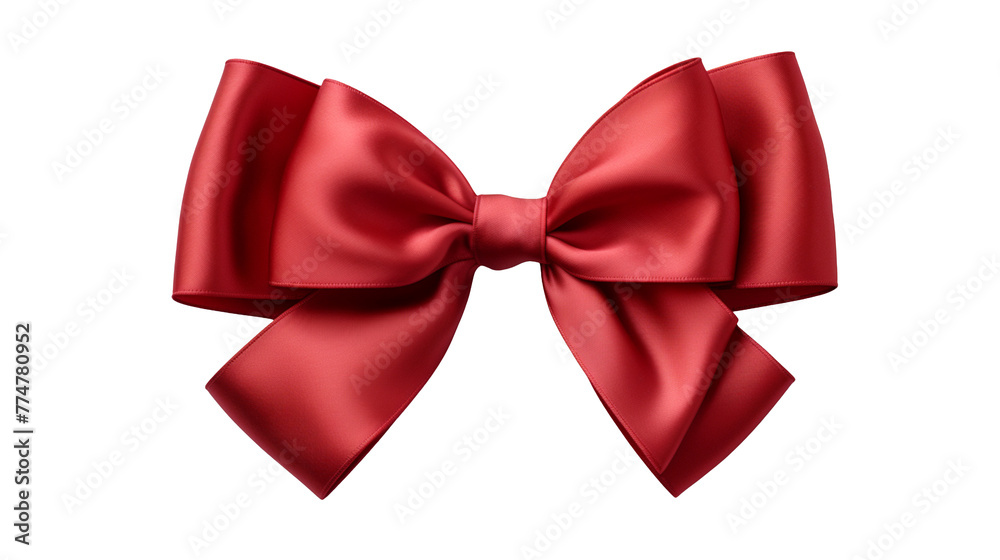 A large red ribbon bow isolated on transparent background