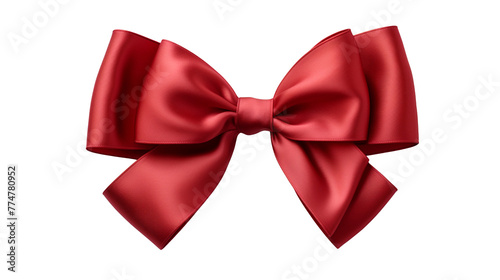 A large red ribbon bow isolated on transparent background
