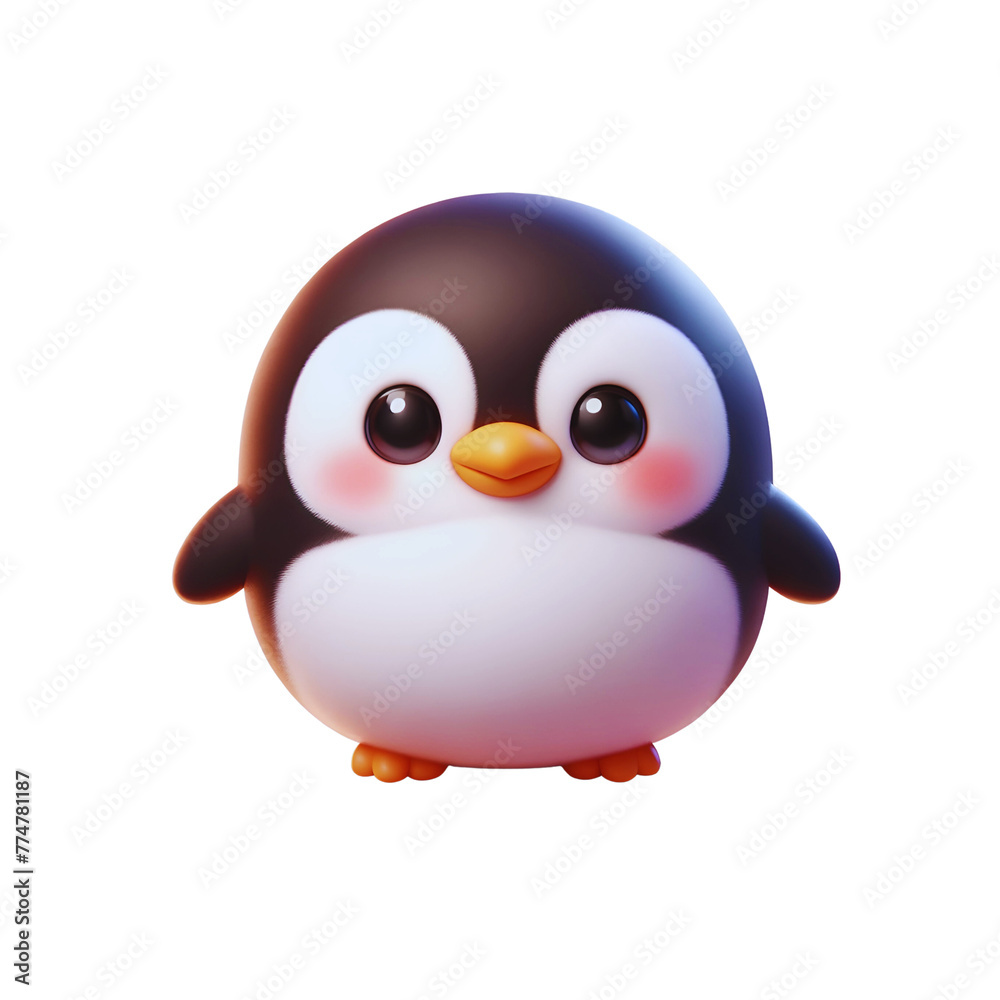 Cute penguin happy 3D render illustration