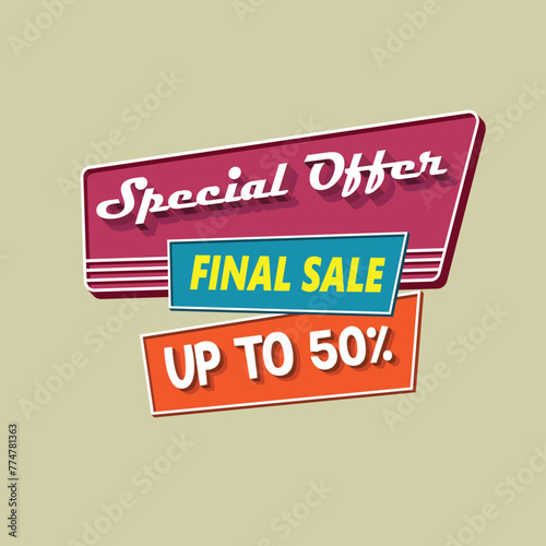 Wallpaper Mural Retro design elements Artistic concept of promotional labels, badges, stickers, ads and bubble speeches Vintage collection of advertisements and coupons Torontodigital.ca