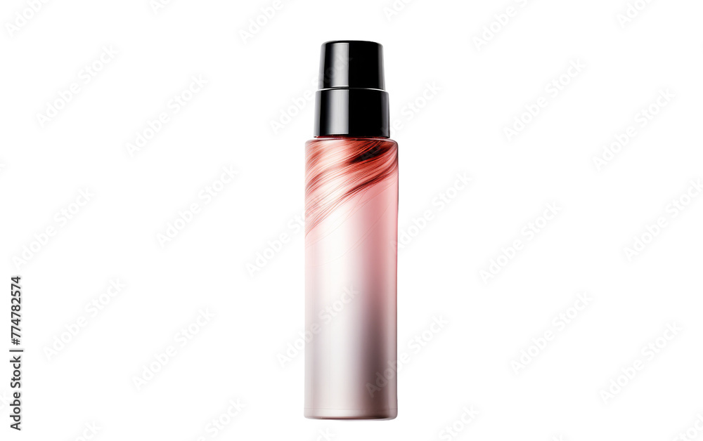 A bottle of pink liquid standing on a pure white background