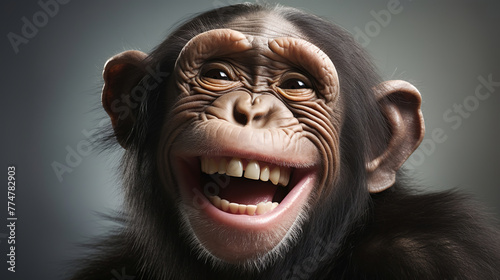 Close up portrait of a happy offspring chimpanzee © juraj