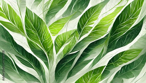 Green Oasis: Abstract Leaves Pattern art Background in Vibrant Digital Design"