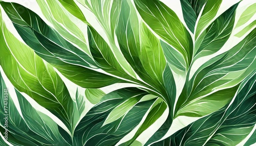 Green Oasis: Abstract Leaves Pattern Background in Vibrant Digital Design"