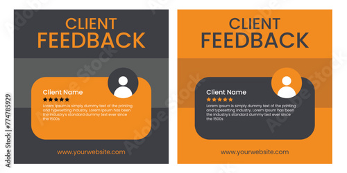 Creative client testimonial social media post design. Customer service feedback review banner	