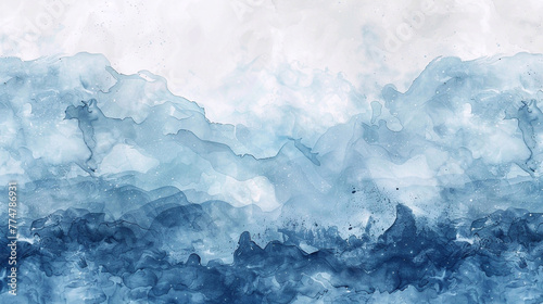 Watercolor drawing of waves and clouds. Abstract watercolor background.