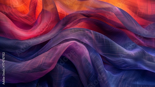 A close up of a colorful fabric with waves and swirls, AI