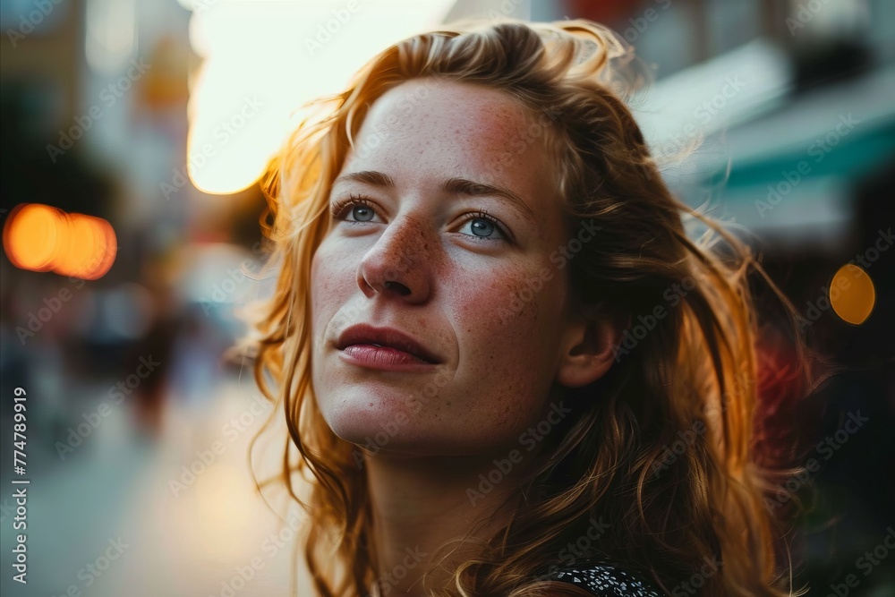 Portrait of a beautiful young redhead woman with freckles Portrait of a beautiful young redhead woman with freckles