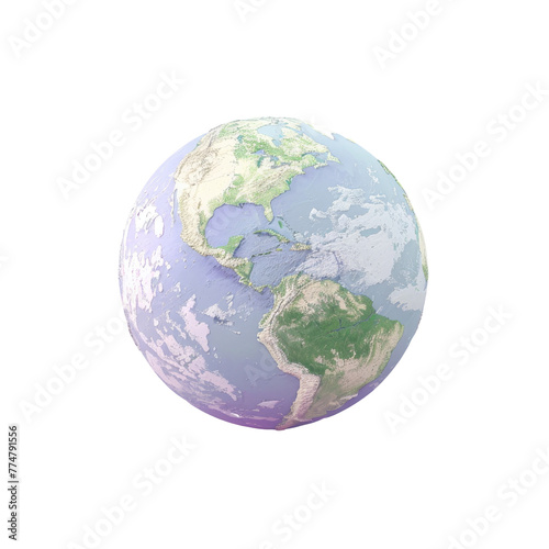 Blue and green globe on Transparent Background