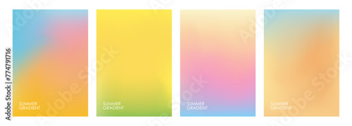 Summer theme color gradients. Summertime backgrounds for creative seasonal graphic design. Vector illustration.