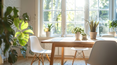 Minimalist Scandinavian wooden table clean and sleek design