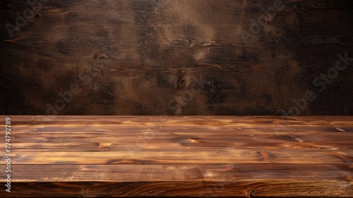 Close-up of an empty wooden table top photo