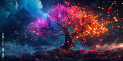 Fantasy magic tree, landsca...