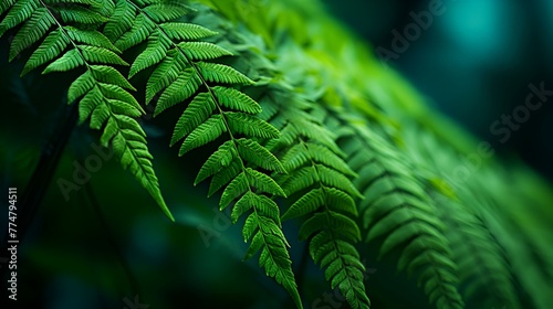 Exotic fern leaves unfurling in a symphony of vibrant greens, photo