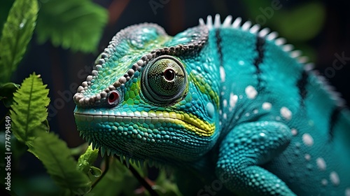 green iguana on a branch,Panther chameleon Reptiles, lguana lizardd dragon in zoo