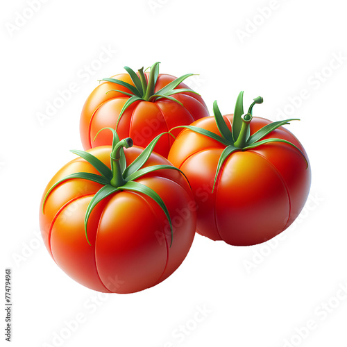 3d tomatoes isolated on white background