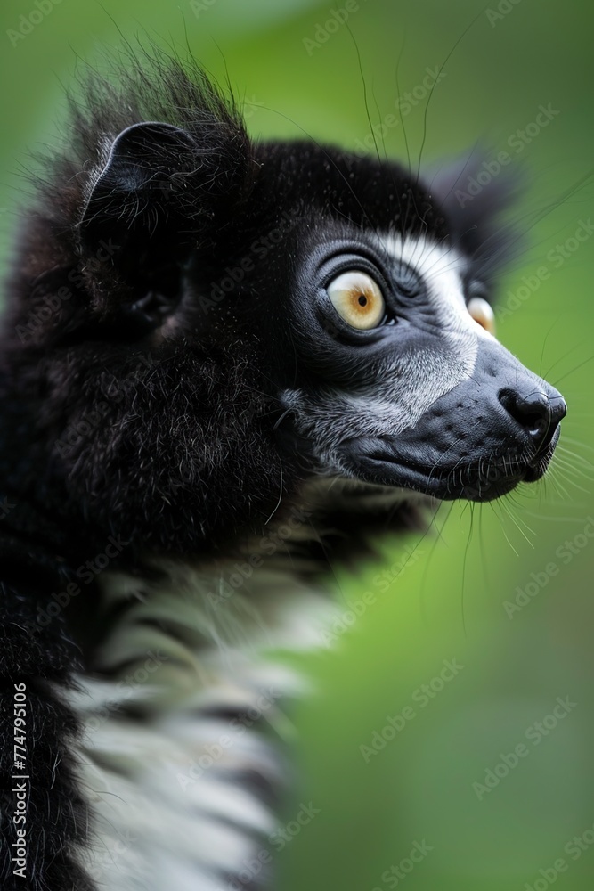Obraz premium Close Up of Small Lemur With Blurry Background